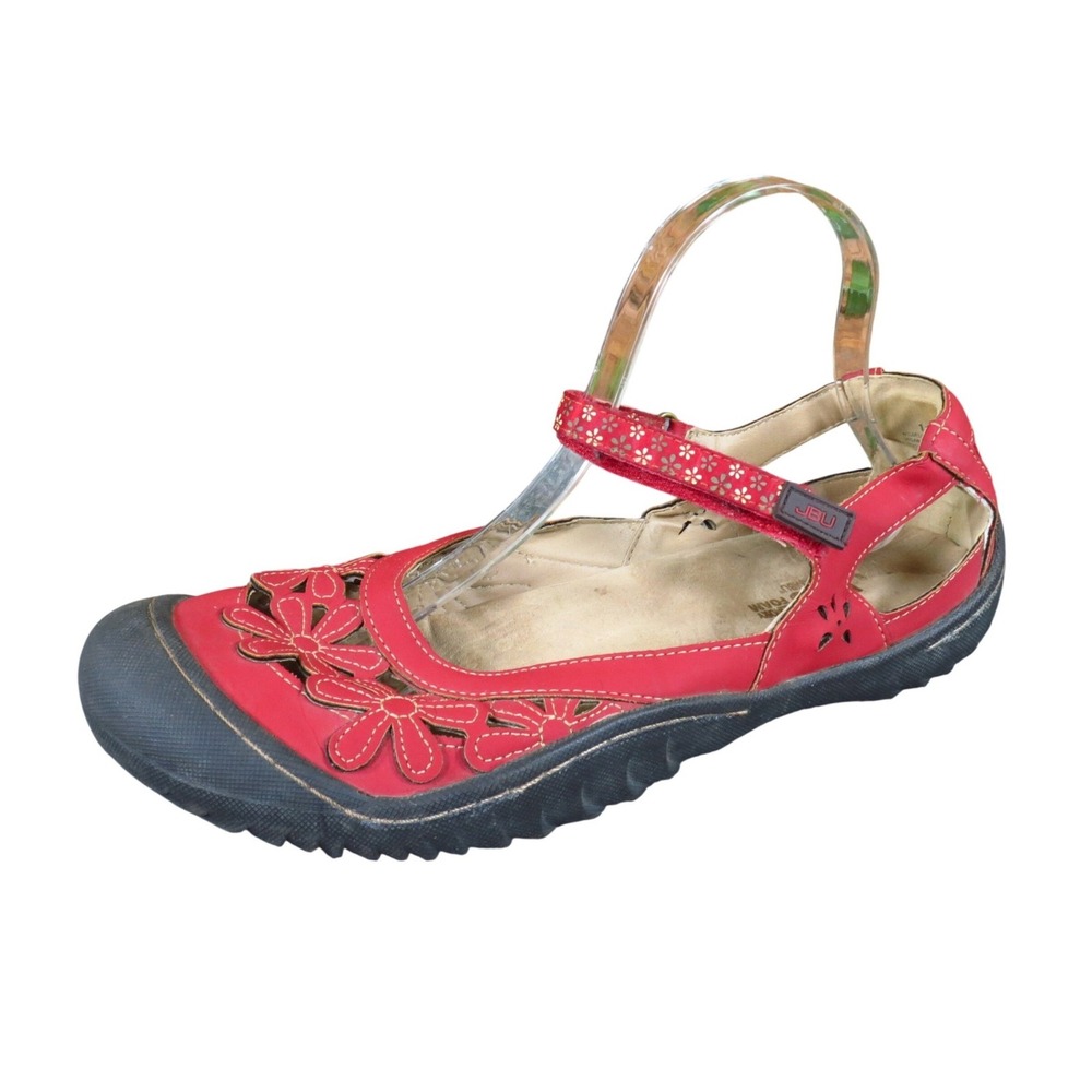 JBU Wildflower Womens Mary Jane Flat Shoe Size 11 Walking Travel Red Vegan